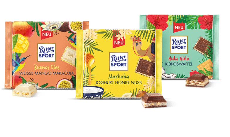 Ritter Sport Fernweh Sorten Hula Hula Marhaba und Buenos Días gewinnen